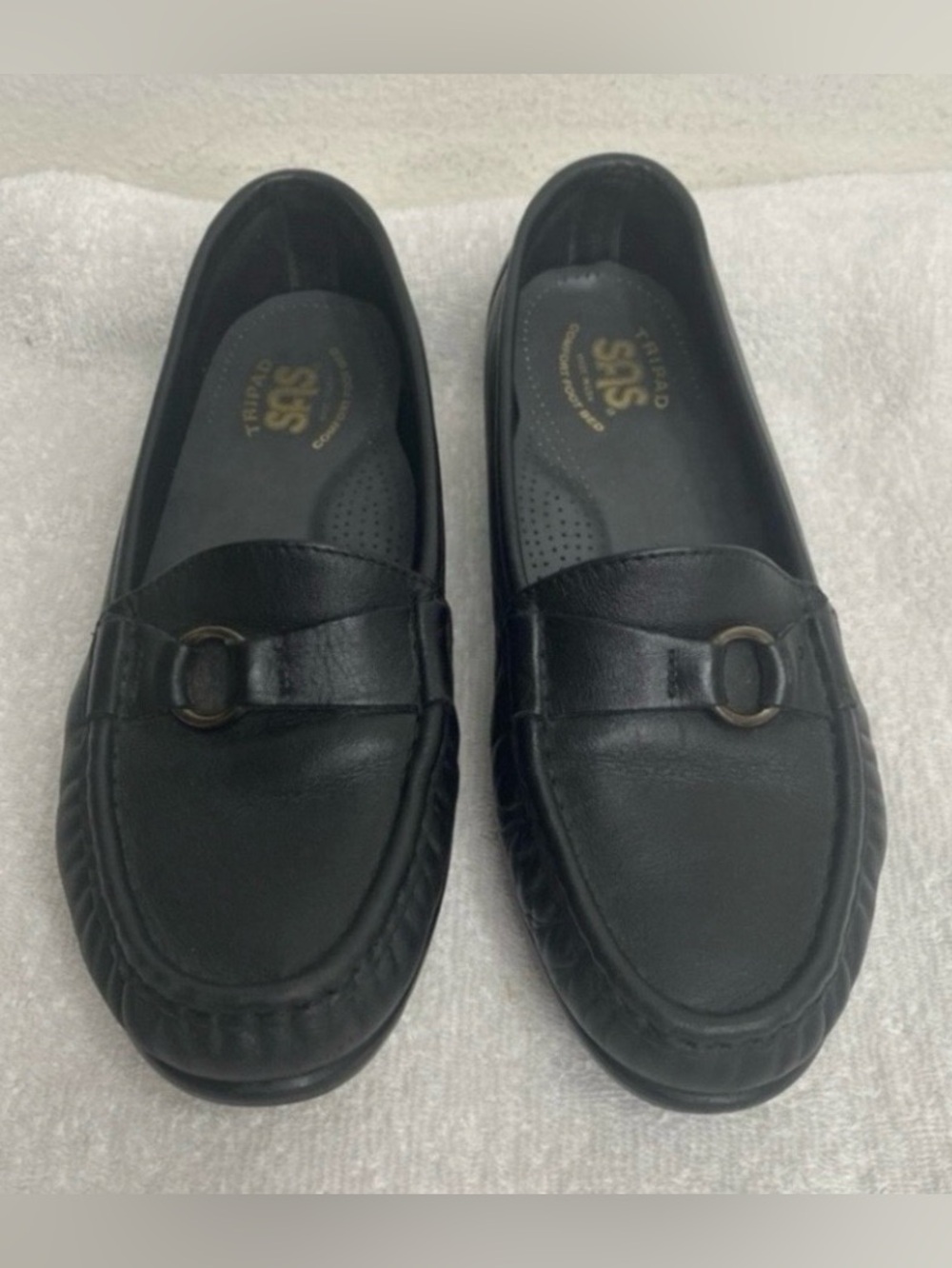 SAS Women's Black Slip-On Comfort Loafer Size 7.5W Classic Preppy Academia Retro
